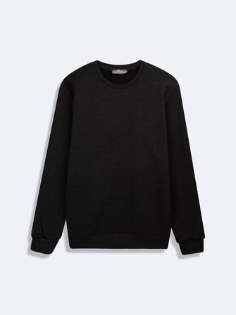 Regular Fit Basic Bisiklet Yaka Antrasit Sweatshırt