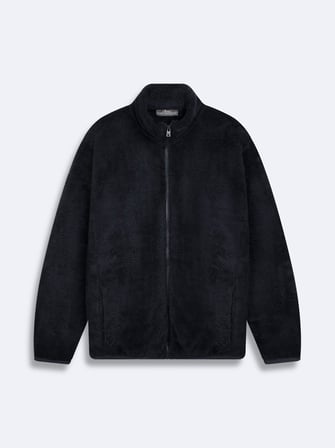 Regular Fit Peluş Fermuarlı Lacivert Sweatshırt