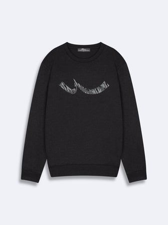 Regular Fit Sign Baskılı Bisiklet Yaka Antrasit Sweatshırt