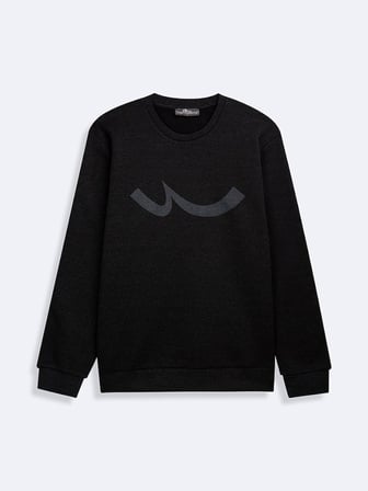 Regular Fit Sign Baskılı Bisiklet Yaka Antrasit Sweatshırt