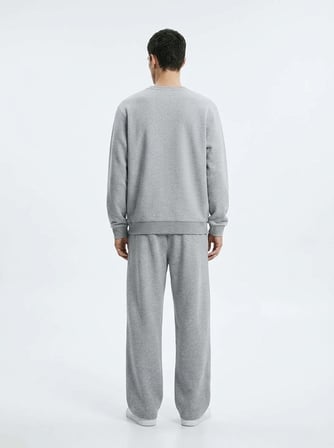 Regular Fit Sign Baskılı Bisiklet Yaka Gri Sweatshırt