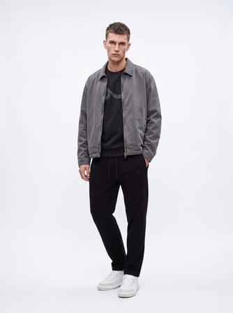Regular Fit Sign Baskılı Bisiklet Yaka Antrasit Sweatshırt