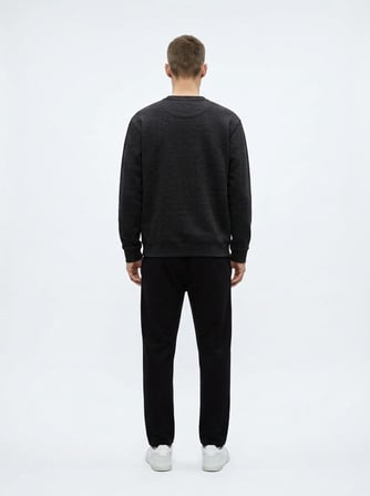 Regular Fit Sign Baskılı Bisiklet Yaka Antrasit Sweatshırt