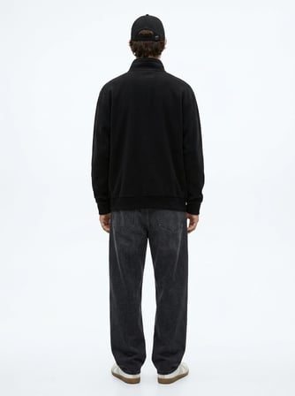 Regular Fit Dik Yaka Polar Siyah Sweatshırt