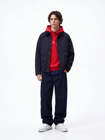 Regular Fit Sign Baskılı Kapüşonlu Kırmızı Sweatshırt