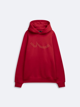 Regular Fit Sign Baskılı Kapüşonlu Kırmızı Sweatshırt