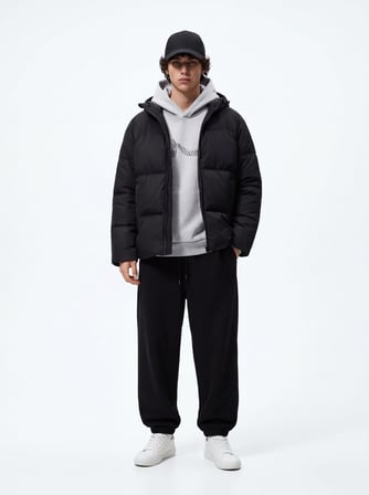 Regular Fit Sign Baskılı Kapüşonlu Gri Sweatshırt
