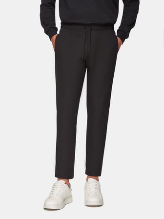 Regular Fit Beli Bağlamalı Siyah Eşofman