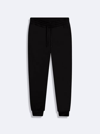 Regular Fit Beli Bağlamalı Siyah Eşofman