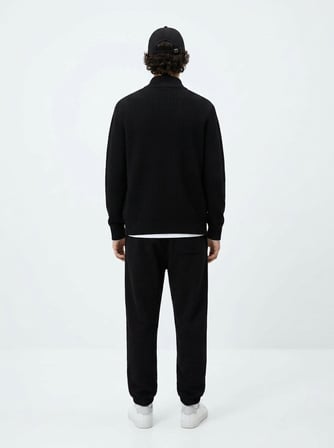 Regular Fit Lastik Paça Siyah Eşofman