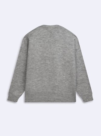 Regular Fit Bisiklet Yaka Triko Gri Kazak