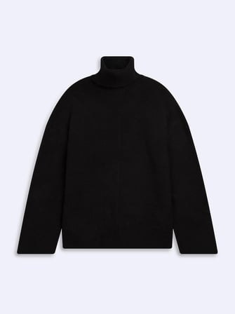 Relaxed Fit Boğazlı Yaka Triko Siyah Kazak