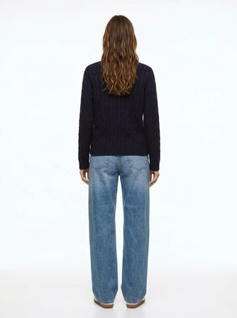 Slim Fit V Yaka Triko Lacivert Kazak