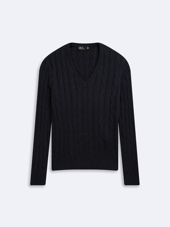 Slim Fit V Yaka Triko Lacivert Kazak