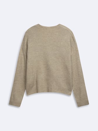 Relaxed Fit V Yaka Triko Bej Kazak