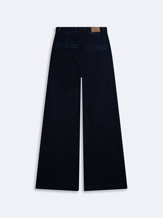 Vıvıana Geniş Paça Yüksek Bel Dark İndigo Jean Pantolon