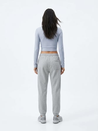 Regular Fit Ribanalı Lastik Paça Gri Eşofman