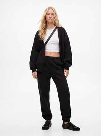 Regular Fit Lastik Paça Basic Siyah Eşofman