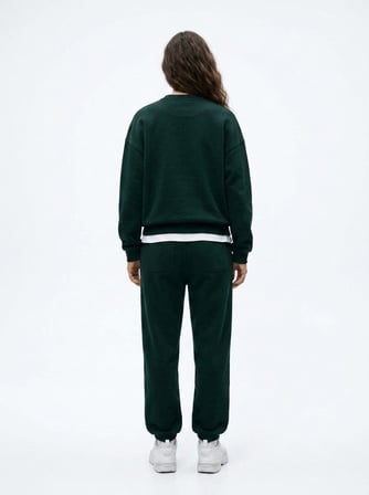 Regular Fit Lastik Paça Basic Yeşil Eşofman