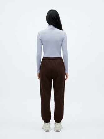 Regular Fit Lastik Paça Basic Kahverengi Eşofman