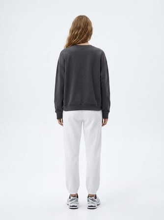 Regular Fit Lastik Paça Basic Beyaz Eşofman