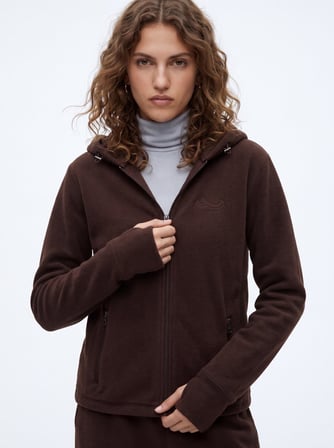 Regular Fit Fermuarlı Polar Kahverengi Sweatshırt