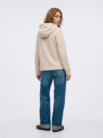 Regular Fit Fermuarlı Polar Krem Sweatshırt
