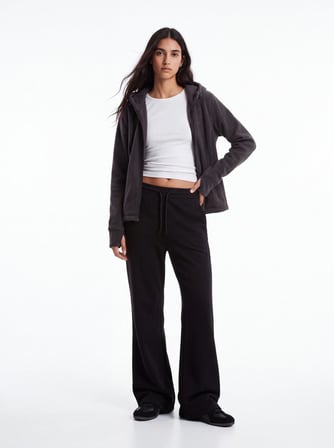Regular Fit Fermuarlı Polar Gri Sweatshırt