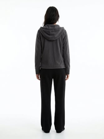 Regular Fit Fermuarlı Polar Gri Sweatshırt