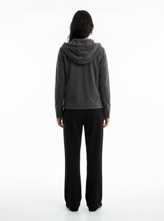 Regular Fit Fermuarlı Polar Gri Sweatshırt