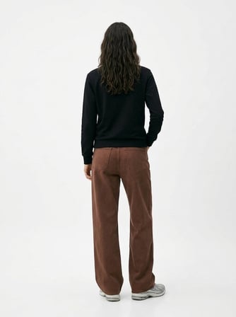 Regular Fit Sign Baskılı Bisiklet Yaka Siyah Sweatshırt