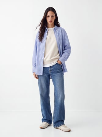 Regular Fit Sign Baskılı Bisiklet Yaka Krem Sweatshırt