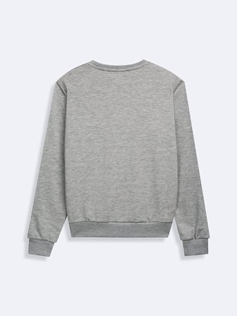 Regular Fit Sign Baskılı Bisiklet Yaka Gri Sweatshırt