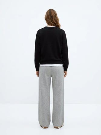 Regular Fit Sign Baskılı Bisiklet Yaka Siyah Sweatshırt