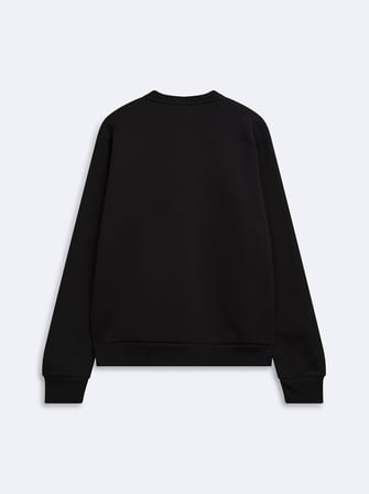 Regular Fit Sign Baskılı Bisiklet Yaka Siyah Sweatshırt
