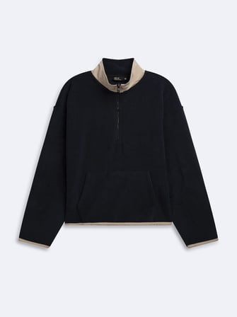 Relaxed Fit Yarım Fermuarlı Polar Lacivert Sweatshırt