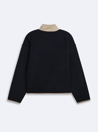 Relaxed Fit Yarım Fermuarlı Polar Lacivert Sweatshırt