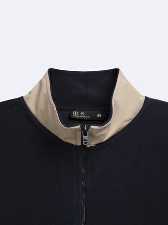 Relaxed Fit Yarım Fermuarlı Polar Lacivert Sweatshırt