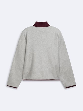 Relaxed Fit Yarım Fermuarlı Polar Gri Sweatshırt