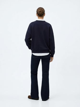 Relaxed Fit Minimal Yazı Baskılı Lacivert Sweatshırt