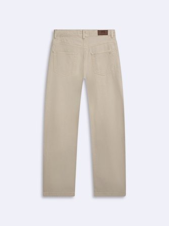 Larrıe Baggy Orta Bel Bej Jean Pantolon
