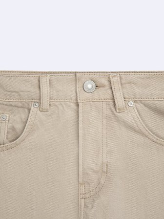 Larrıe Baggy Orta Bel Bej Jean Pantolon