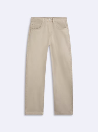 Larrıe Baggy Orta Bel Bej Jean Pantolon