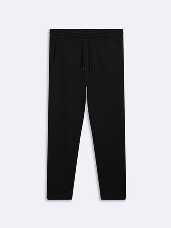 Regular Fit Beli İpli Düz Paça Siyah Eşofman