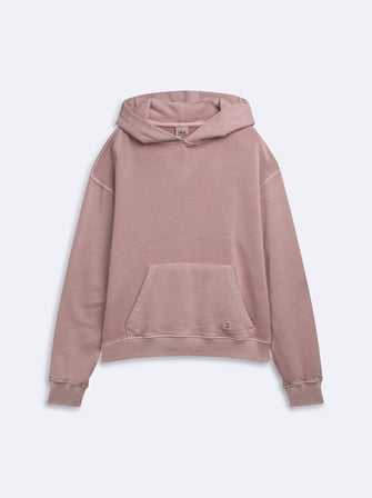 Regular Fit Faded Fabric Kapüşonlu Pembe Sweatshırt