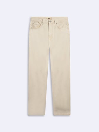 Vanetta Zıp Fermuarlı Straight Krem Jean Pantolon