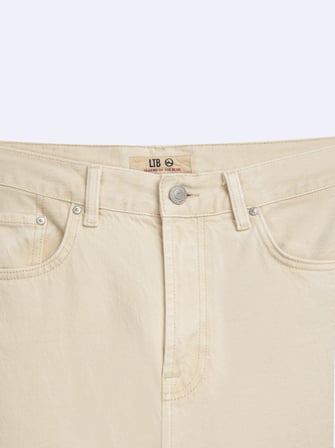 Vanetta Zıp Fermuarlı Straight Krem Jean Pantolon