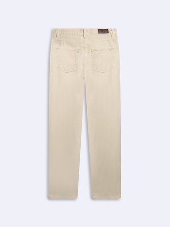 Vanetta Zıp Fermuarlı Straight Krem Jean Pantolon