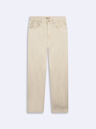 Vanetta Zıp Fermuarlı Straight Krem Jean Pantolon
