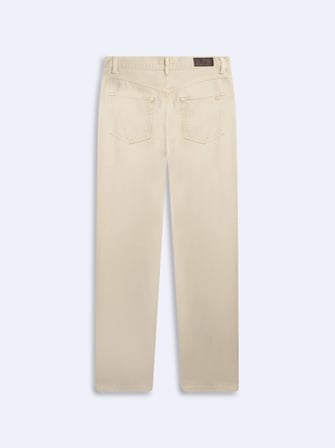 Vanetta Zıp Fermuarlı Straight Krem Jean Pantolon